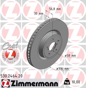 Zimmermann Brake Disc for SUBARU LEGACY V (BM) front