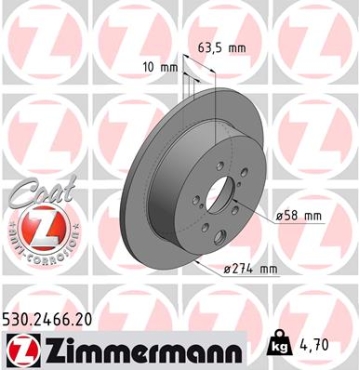 Zimmermann Brake Disc for SUBARU IMPREZA Schrägheck (GP_) rear