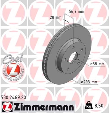 Zimmermann Brake Disc for SUBARU LEGACY VI (BN, BS) front