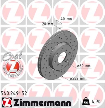 Zimmermann Sport Brake Disc for OPEL AGILA (B) (H08) front