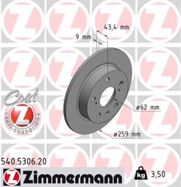 Zimmermann Brake Disc for SUZUKI SX4 S-Cross (JY) rear