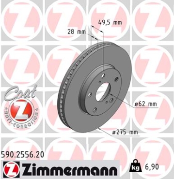 Zimmermann Brake Disc for TOYOTA AVENSIS VERSO (_M2_) front
