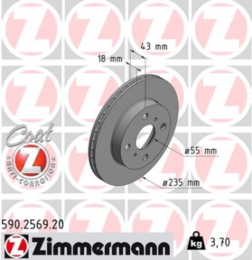 Zimmermann Brake Disc for TOYOTA YARIS VERSO (_P2_) front