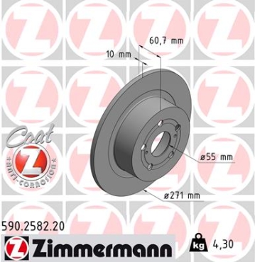 Zimmermann Brake Disc for TOYOTA AVENSIS Kombi (_T22_) rear