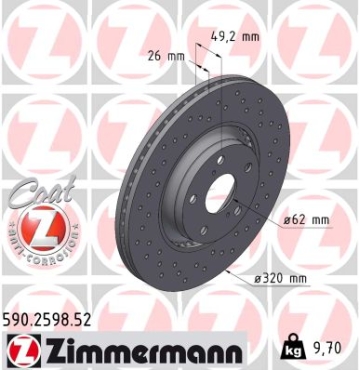 Zimmermann Sport Brake Disc for TOYOTA AVENSIS Kombi (_T27_) front