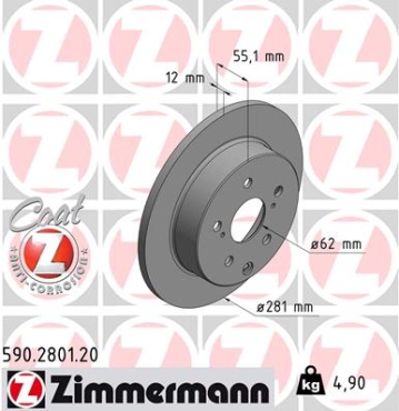 Zimmermann Brake Disc for TOYOTA RAV 4 III (_A3_) rear