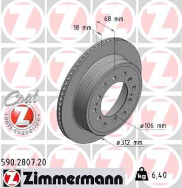 Zimmermann Brake Disc for TOYOTA LAND CRUISER 90 (_J9_) rear