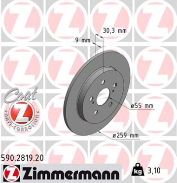 Zimmermann Brake Disc for TOYOTA PRIUS (_W3_) rear