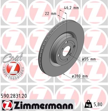 Zimmermann Brake Disc for TOYOTA YARIS (_P13_) front