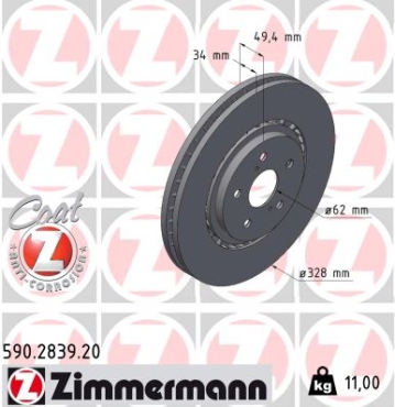 Zimmermann Brake Disc for LEXUS RX (_L2_) front