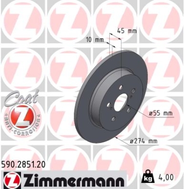 Zimmermann Brake Disc for TOYOTA YARIS (_P21_, _PA1_, _PH1_) rear