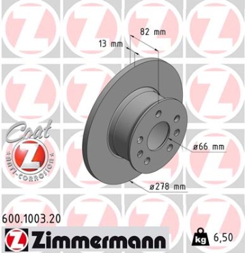 Zimmermann Brake Disc for VW TRANSPORTER T2 Bus front