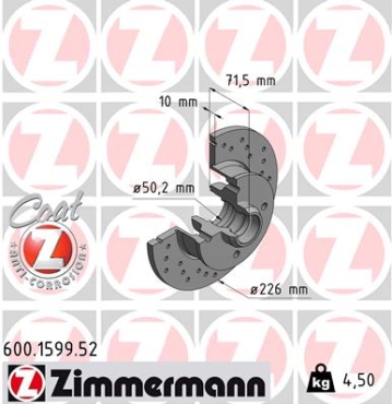 Zimmermann Sportbremsscheibe Sport Z für VW GOLF III Variant (1H5) hinten