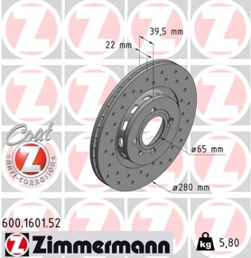 Zimmermann Sport Brake Disc for SEAT CORDOBA Vario (6K5) front