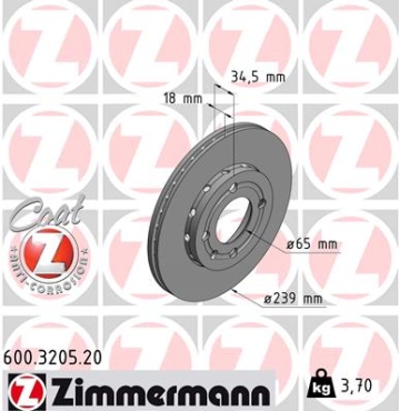 Zimmermann Brake Disc for SEAT AROSA (6H) front