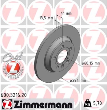 Zimmermann Brake Disc for VW TRANSPORTER T4 Bus (70B, 70C, 7DB, 7DK, 70J, 70K, 7DC, 7DJ) rear
