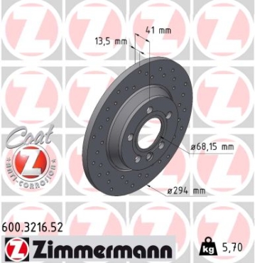 Zimmermann Sport Brake Disc for SEAT ALHAMBRA (7V8, 7V9) rear