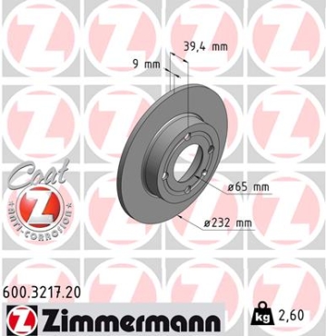 Zimmermann Brake Disc for SEAT CORDOBA Vario (6K5) rear