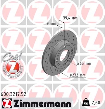 Zimmermann Sport Brake Disc for SEAT CORDOBA Vario (6K5) rear