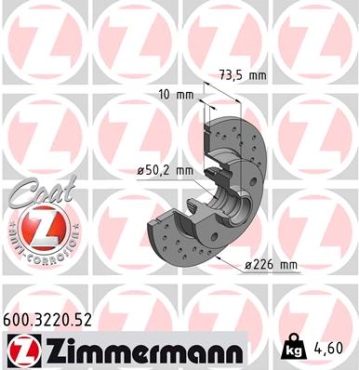 Zimmermann Sportbremsscheibe Sport Z für VW PASSAT Variant (3A5, 35I) hinten