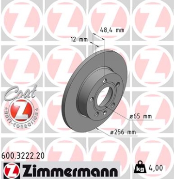 Zimmermann Brake Disc for AUDI A3 (8P1) rear