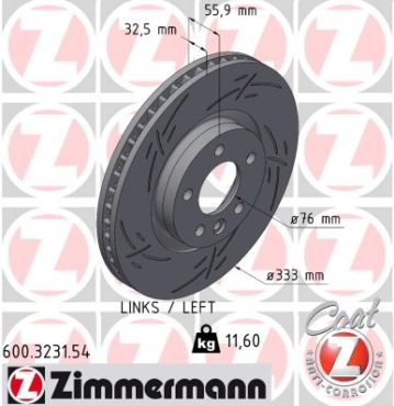Zimmermann Sportbremsscheibe Black Z für VW MULTIVAN T5 (7HM, 7HN, 7HF, 7EF, 7EM, 7EN) vorne links