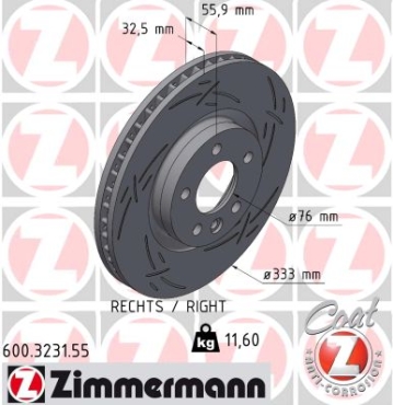 Zimmermann Sportbremsscheibe Black Z für VW MULTIVAN T5 (7HM, 7HN, 7HF, 7EF, 7EM, 7EN) vorne rechts