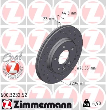 Zimmermann Sport Brake Disc for VW MULTIVAN T5 (7HM, 7HN, 7HF, 7EF, 7EM, 7EN) rear
