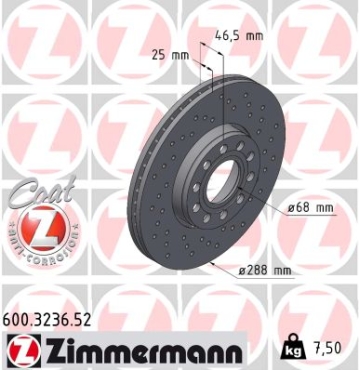 Zimmermann Sport Brake Disc for SKODA SUPERB I (3U4) front
