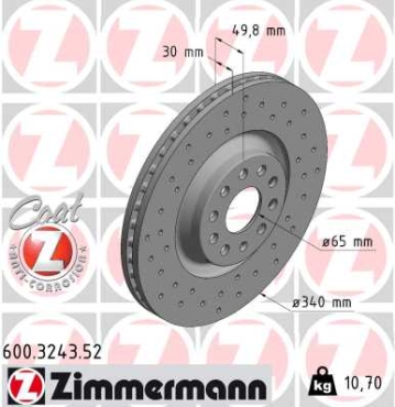 Zimmermann Sport Brake Disc for AUDI A3 (8V1, 8VK) front