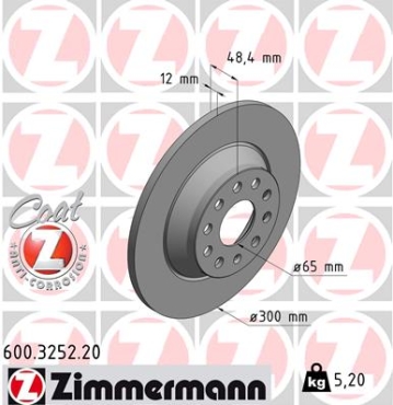 Zimmermann Brake Disc for AUDI Q3 (8UB, 8UG) rear