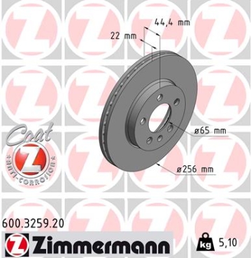 Zimmermann Brake Disc for SKODA SCALA front