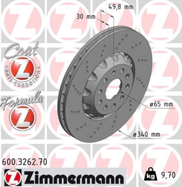 Zimmermann Bremsscheibe Formula Z für SKODA OCTAVIA III Combi (5E5, 5E6) vorne