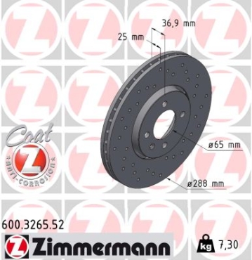 Zimmermann Sport Brake Disc for VW UP! (121, 122, BL1, BL2, BL3, 123) front