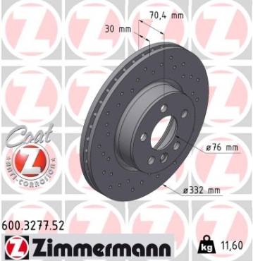 Zimmermann Sport Brake Disc for VW MULTIVAN T7 (STM, STN) front