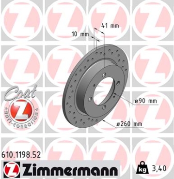 Zimmermann Sport Brake Disc for MITSUBISHI CARISMA Stufenheck (DA_) rear