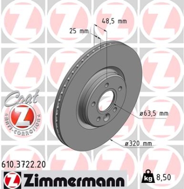 Zimmermann Brake Disc for VOLVO V40 Schrägheck (525, 526) front