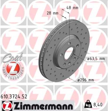 Zimmermann Sport Brake Disc for VOLVO S90 II (234) front