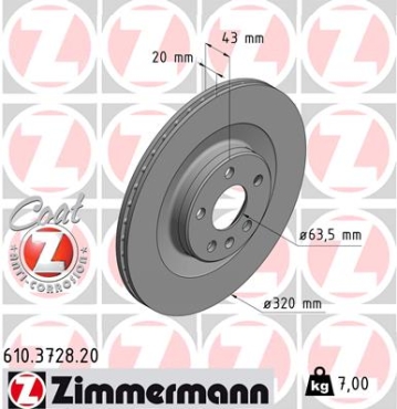 Zimmermann Brake Disc for VOLVO V90 II Kombi (235, 236) rear