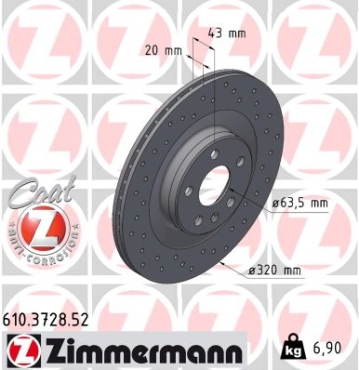 Zimmermann Sport Brake Disc for VOLVO V90 II Kombi (235, 236) rear