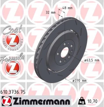 Zimmermann Bremsscheibe Formula Z für VOLVO S60 III (224) vorne rechts