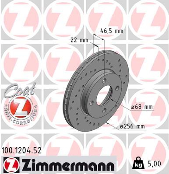 Zimmermann Sportbremsscheibe Sport Z für AUDI 100 Avant (44, 44Q, C3) vorne