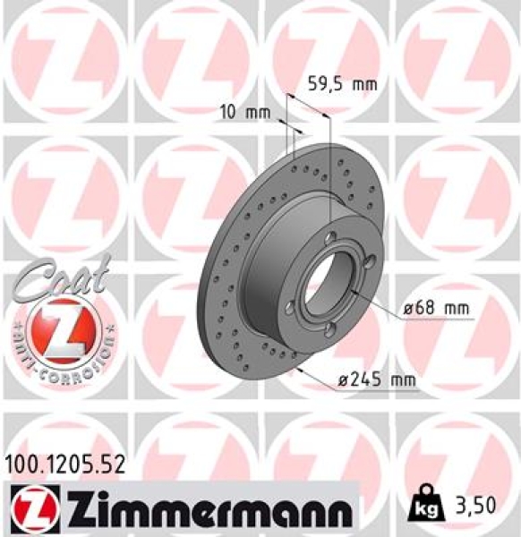 Zimmermann Sportbremsscheibe Sport Z für AUDI 100 Avant (44, 44Q, C3) hinten
