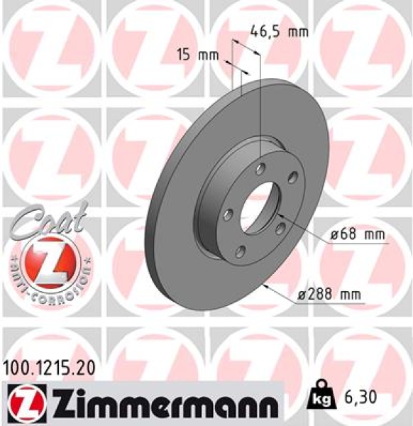 Zimmermann Brake Disc for AUDI A4 (8D2, B5) front