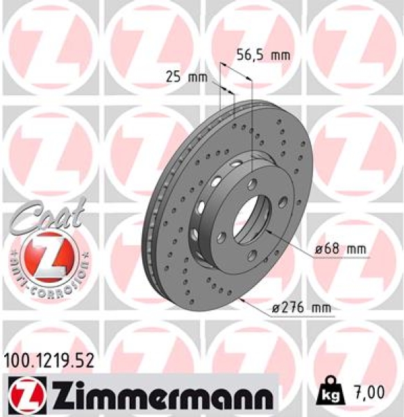 Zimmermann Sport Brake Disc for AUDI CABRIOLET (8G7, B4) front