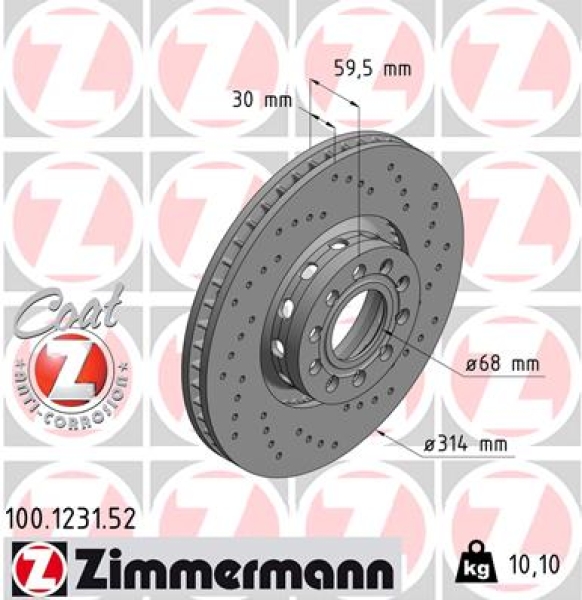 Zimmermann Sport Brake Disc for AUDI 100 Avant (4A5, C4) front