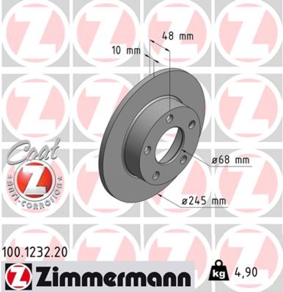 Zimmermann Brake Disc for AUDI A4 (8D2, B5) rear