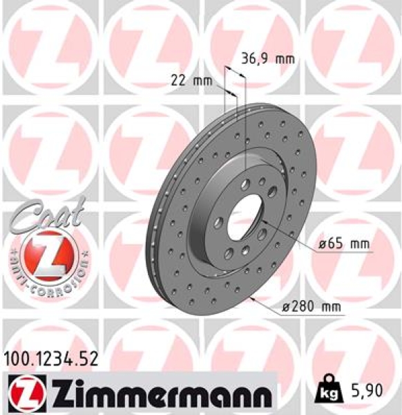 Zimmermann Sport Brake Disc for SEAT TOLEDO II (1M2) front