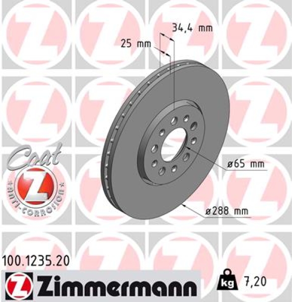 Zimmermann Brake Disc for AUDI A1 Sportback (8XA, 8XF) front