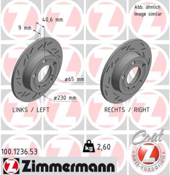 Zimmermann Brake Disc for AUDI A1 Sportback (8XA, 8XF) rear